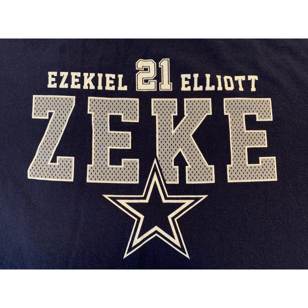 Zeke Elliott Dallas Cowboys Authentic Men's XL Blue Graphic Logo Tee Shirt NFL - Picture 1 of 7